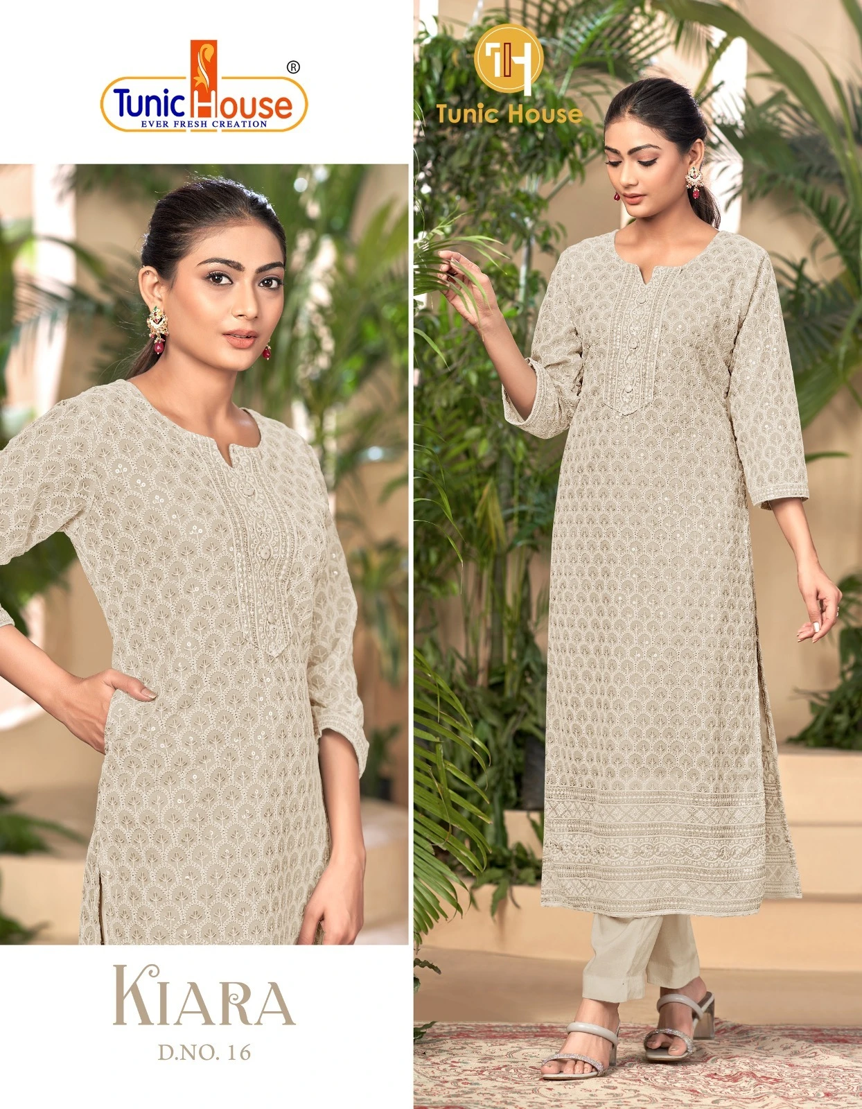 Tunic House Kiara 2 Georgette Wholesale Chikankari Sequence Kurti Catalog — Wholesale Kurtis, MPA wholesale from Surat - Gallery Image 4